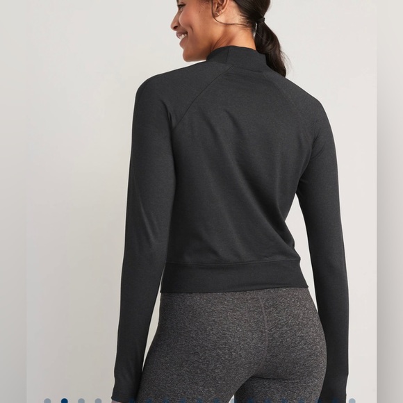 NWT Old Navy Active Cozecore workout top, heathered black, Sz. L - Picture 2 of 10